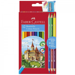 Creioane colorate 12 culori Faber Castell + ascutitoare...