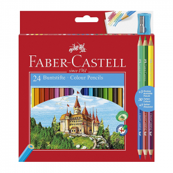 Creioane colorate 24 culori Faber Castell + ascutitoare...