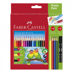 Creioane colorate 18 culori triunghiulare Faber Castell +...