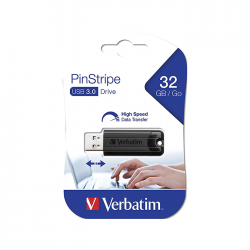 Memory stick USB 3.0 Verbatim PinStripe 32 GB cu capac...