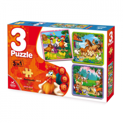 Puzzle 3  in 1 Animale