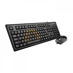 Kit tastatura si mouse A4Tech KRS-8572 cu fir USB, negru